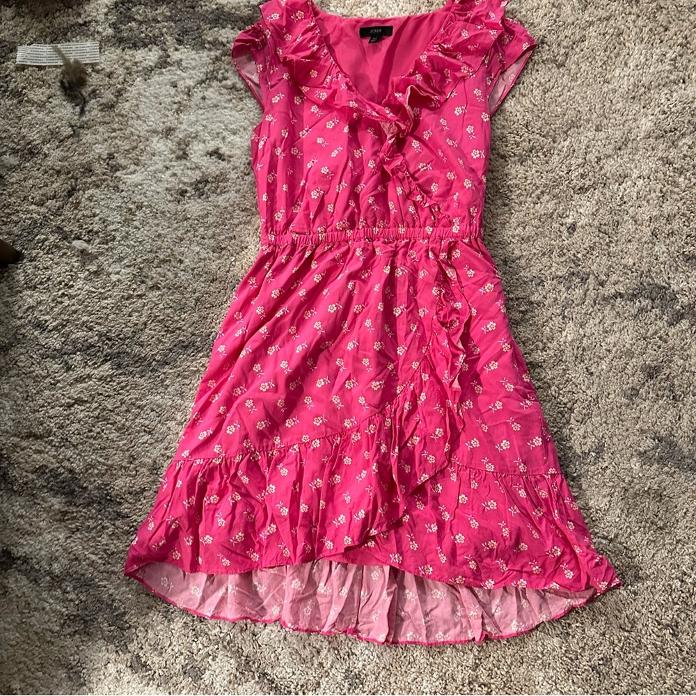J. Crew Wrap Pink Floral A-Line Wrap Dress